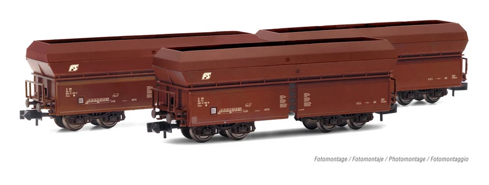 Arnold HN6500 Conjunto Três Carros Hopper Tipo Falns Of The FS, Escala N 1/160 - Imagem 1 de 4
