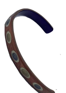 Ava Austin Bangle Cuff Bracelet Copper Gold Tone Enamel Ovals OOAK - Picture 1 of 9