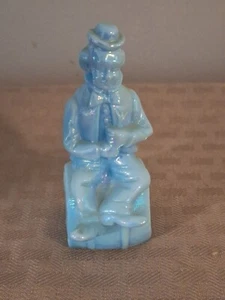 1982 Mosser Glas "The Performer" Clown auf einem Fass Poko irisierend blau - Bild 1 von 8