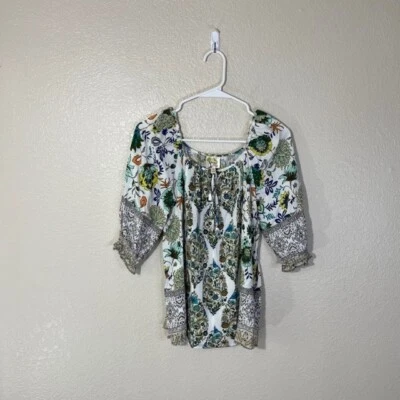 Blusa BOHO pequeña con higo y flores para mujer Anthropologie Rayón Foto 1 de 4