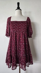 Anthropologie Dress New Size Small XS Burgundy Floral Romantic Granny Coquette - Picture 1 of 6
