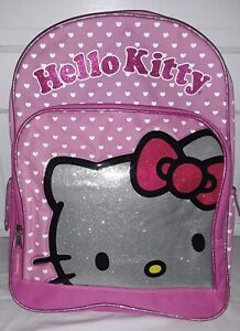 Hello Kitty Large Backpack 16" x 12" Two Zippered areas Two Side Pockets