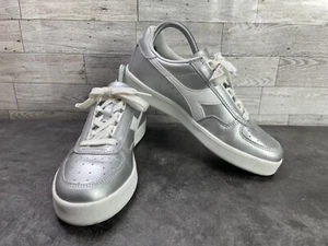 Diadora Sneakers Women 7M B. Elite Running Shoes Silver White Leather Lace Up - Picture 1 of 17