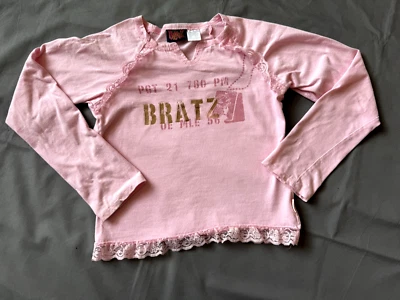 Camiseta Bratz Y2K 2004 niños niñas talla 10/12 manga larga gráfica encaje rosa Foto 1 de 4