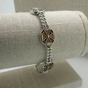 Bracciale PETRICHOR argento sterling e bronzo croce celtica Keith Jack 7,5" in scatola - Foto 1 di 8