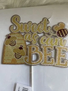 Sweet As Can Bee Glitter Cake Topper For Bee Theme Birthday Party For Boys&Girls - Picture 1 of 6