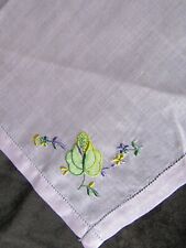 Vintage Purple Hankie Embroidery Flower Handkerchief Floral Emb Hanky 1376