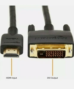 Cable adaptador HDMI a DVI de Amazon Basics, negro, 6 pies, paquete de 1 6 pies - Imagen 1 de 5