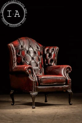 Vintage Tufted Leather Chesterfield Armchair in Oxblood - Image 1 of 4