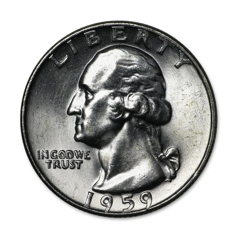 1959 P Washington Silver Quarter 25c BU Brilliant Uncirculated - Hand Chosen Cover