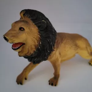 Vintage AAA Male African Lion Safari Animal Red Eye Hard Rubber Play Toy 9" - Picture 1 of 8