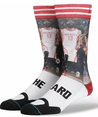 Houston Rockets James Harden Beard Stance Socks NBA Large 9-12 Men’s Crew $18 Cover