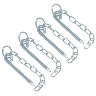 4pk Round Cotter Pin & Chain 10mm by 135mm Trailer Tipper Tailgate Tailboard - image 1 of 4
