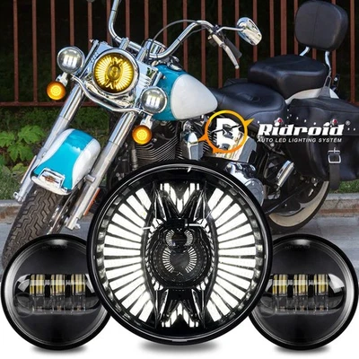 Farol de LED 7" DRL com giro +4,5" combo de farol de neblina para Harley Davidson Heritage - Imagem 1 de 4