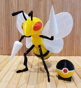 Modellino artistico personalizzato Pokémon BEEDRILL & Pokeball 7" STAMPATO 3D - Foto 1 di 7