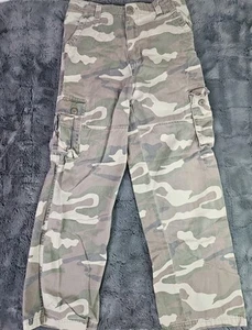 Faded Glory Boys Camo Cargo Pants 100% Cotton Size 14 Wide Straight Leg Vtg Y2K - Picture 1 of 8