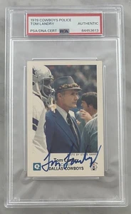 1979 DALLAS COWBOYS TOM LANDRY AUTOGRAFO FIRMATO SU CARTONCINO HOF PSA/DNA POP 2 - Foto 1 di 2