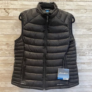 NWT Eddie Bauer First Ascent Womens L Vest Stormdown 800 Black Down Packable - Picture 1 of 20