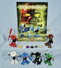 2002 Lego Bionicle BOHROK VA (8550-8555) set of 6 with Krana - Weapons - Poster