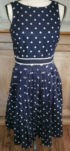Talbots dunkelblau weiß gepunktet ärmelloses Kleid Größe 4 * S25 - Bild 1 von 7