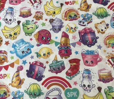 Shopkins Cotton Fabric 1 Yard x 44.5" OOP  "Packed Shopkins Party" 2013 Moose - Image 1 of 4
