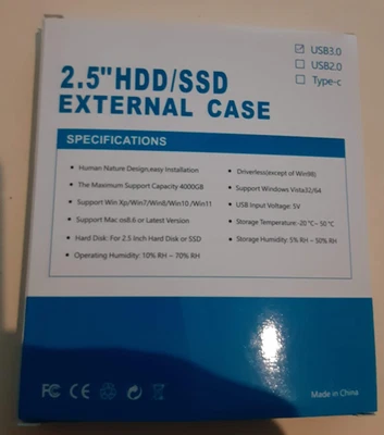 2.5 inch HDD/SDD External Case - USB3.0 - Plug & Play - High Speed - New in Box  - Image 1 of 4