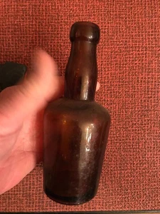 ITEM NO. AB6B VINTAGE ANTIQUE AMBER MEDICINE BOTTLE BLOB TOP D.C.Y.& S. - Picture 1 of 4