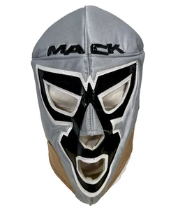 Mexikanischer Wrestler Luchadore Mack Bulldogge silberne & schwarze Maske - Bild 1 von 7