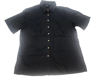 Lands' End Hemd Herren XL Schwarz Knopfleiste Kurzarm Classic Fit 100% Baumwolle - Bild 1 von 10