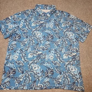 Under Armour Shirt Mens 2XL Blue Golf Playoff Polo AOP Floral Leaves Print  - Picture 1 of 14