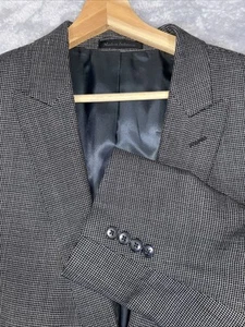 Calvin Klein Mens Sport Coat Blazer 52%Silk 48%Wool Micro Check Black Gray 48L - Picture 1 of 10