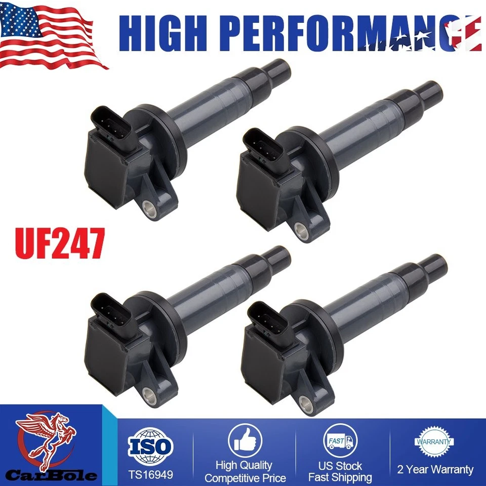 Paquete de 4 bobinas de encendido UF247 C1249 para Toyota Corolla Matrix Celica 2003 2004 2005 Foto 1 de 4