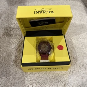 Invicta Men's 42mm Specialty Mechanical Skeletonized Maroon Dial & Strap Watch - Picture 1 of 8
