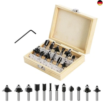 iDMRURvm 12tgl Fräsersatz Set für Holzbearbeitung 6mm Nutfräser Profilfräser für - Bild 1 von 4