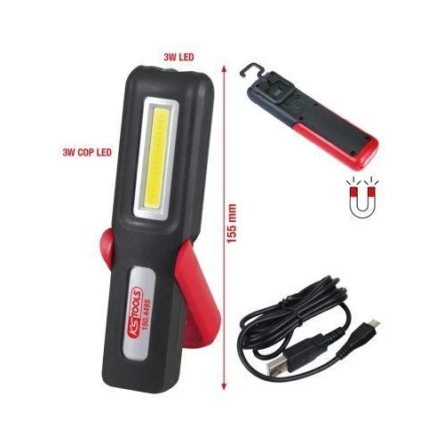 KS Tools 3W LED Werkstatt-Handlampe - Schwarz/Rot