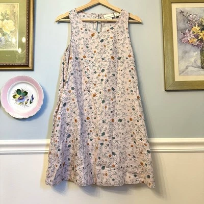 Синтия Роули льняное платье маленький цветочный мини женский розовый изящный коттеджкор - Изображение 1 из 4