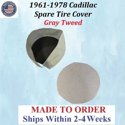 NEW 1961-1978 Cadillac LOOSE FIT TRUNK SPARE TIRE COVER GRAY TWEED CAD-STC-040 - Image 1 of 3