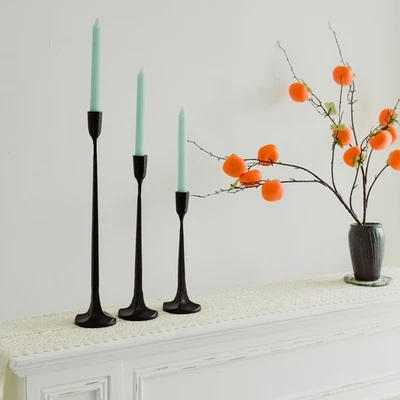 Candelabros Cónicos Decorativos, Juego de 3, Hierro Fundido Negro, Soporte para Candelabros... Foto 1 de 4