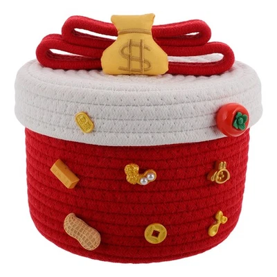  Cestino decorativo intrecciato con bidoni della corda di corona di cotone - Immagine 1 di 4