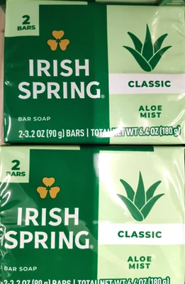 2 pack  Irish Spring Fresh Aloe Mist Scent Bar Soaps,  4 Bars 12.8 oz - Image 1 of 2