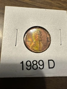 1989 D Lincoln Memorial Cent Very Nice Coin With Rainbow 🌈 Colors. - Picture 1 of 6