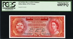Belize QEII 5 Dollars 1976 Pick-35b Superb GEM UNC PCGS 68 PPQ - Picture 1 of 2