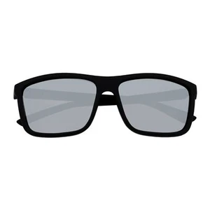 BRISTOL - Polarized Modern Rectangle Sunglasses Soft Matte Black Silver Mirror - Picture 1 of 10