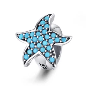 Sterling Silver Non slip Spacer Turquoise Blue Starfish Charm by YOUnique Design - Bild 1 von 3