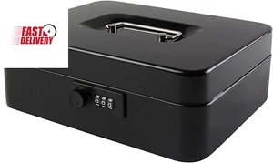 Large Cash Box with Combination Lock Safe Metal Money Box with Money Tray for Se - Picture 1 of 12