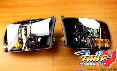 15-24 RAM 1500,2500,3500 Set Black Bezel Halogen Headlights OEM Mopar NEW - Image 1 of 4