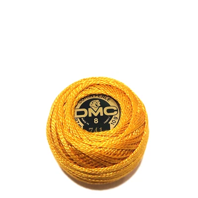 DMC Coton Perle Thread Size 8 Color 741 Orange Cotton Needlepoint 10g Sew France - Image 1 of 4