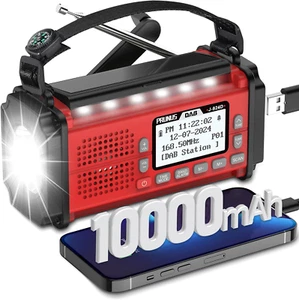 Kurbelradio Notfall mit 10000mAh Akku, DAB Radio mit Bluetooth, Notfallradio mit - Bild 1 von 7