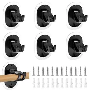 6 Pack Self Adhesive Curtain Rod Bracket No Drill Curtain Rod Holder Hooks - Picture 1 of 3