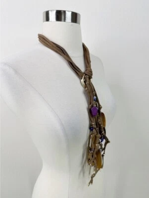 Collar Chico’s imitación gamuza piedras sintéticas borlas llamativo Foto 1 de 4